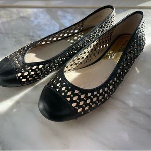 Michael Kors perforated leather Ballet Flats with gold metal details
